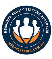 Measured Ability Staffing Australia circular logo featuring three stylized human figures